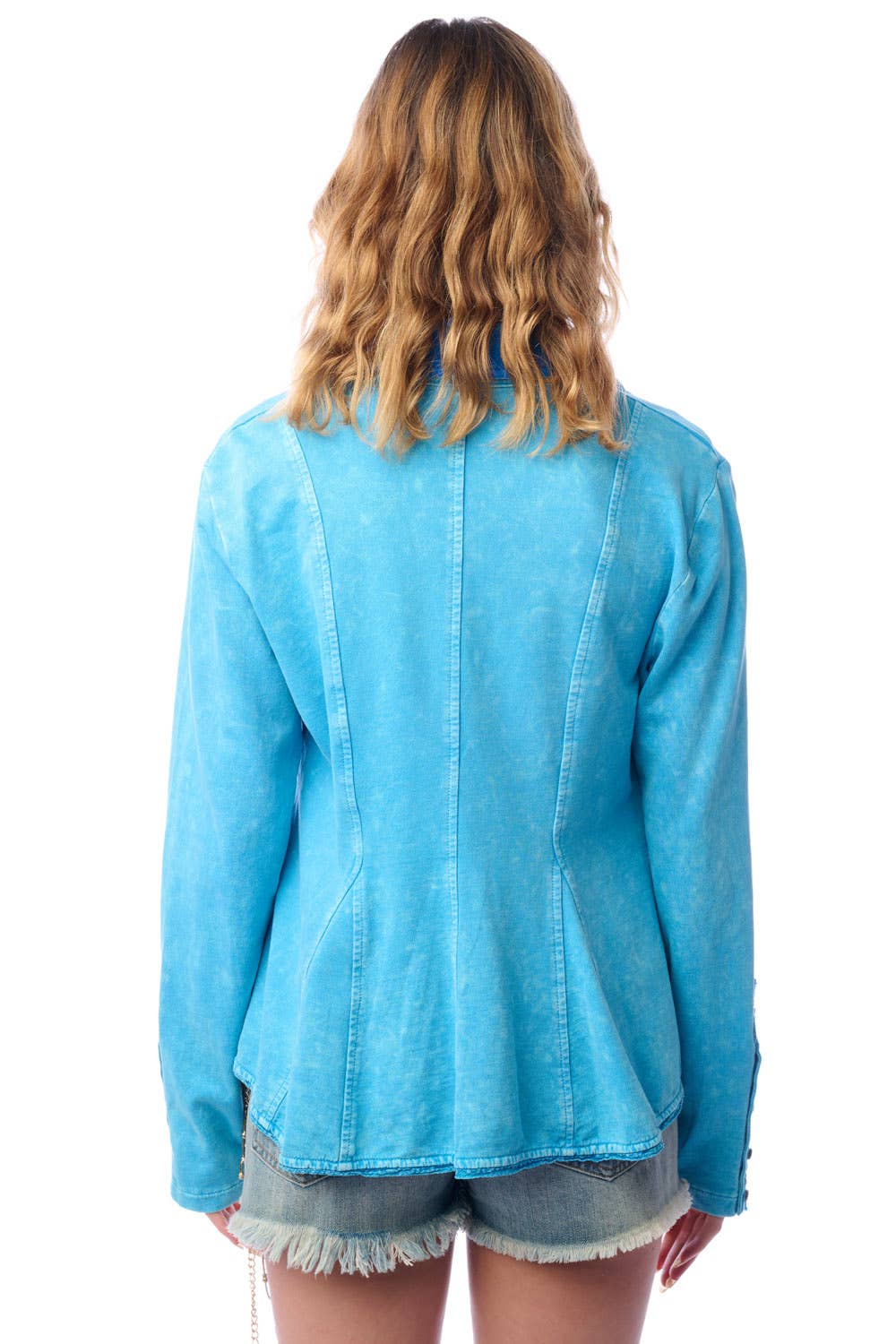 Vintage Teal Colonel French Terry Knitted Jacket - Blazer