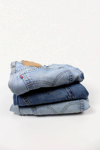 Low-Rise Upcycled Denim Cutoff Shorts - Recycled Tapestry