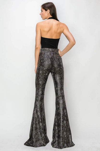 PYTHON GOLD FOIL BELLBOTTOM KNIT PANTS