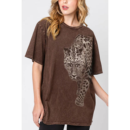 LEOPARD OVERSIZED MINERAL GRAPHIC TEE