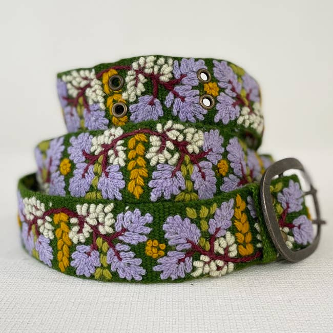 Wisteria Embroidered Wool Belt