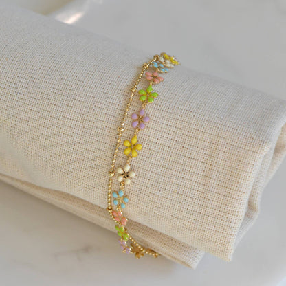 Color Epoxy Enamel Flower Adjustable Chain Bracelets