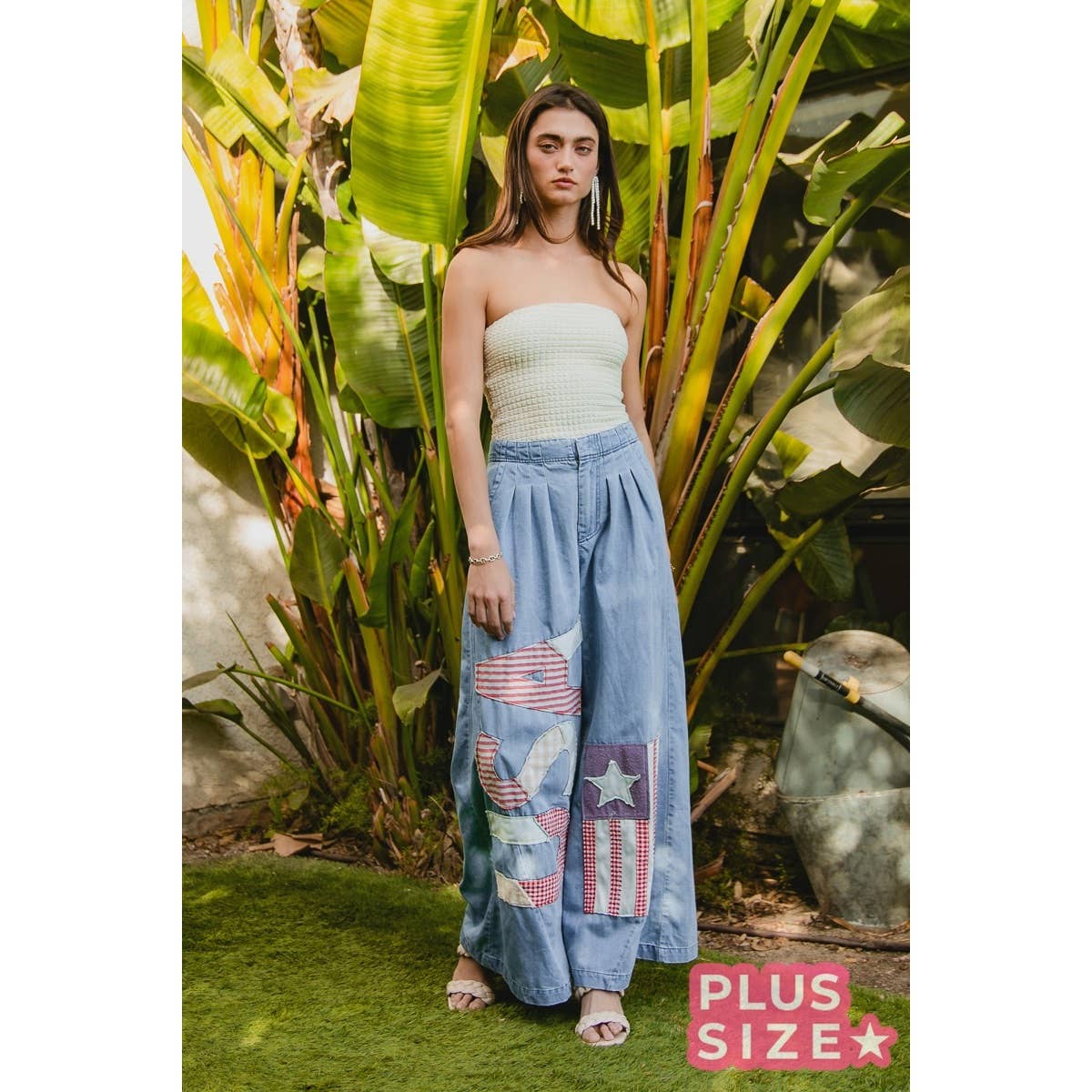 AMERICAN FLAG CHAMBRAY USA PANTS (PLUS SIZE)