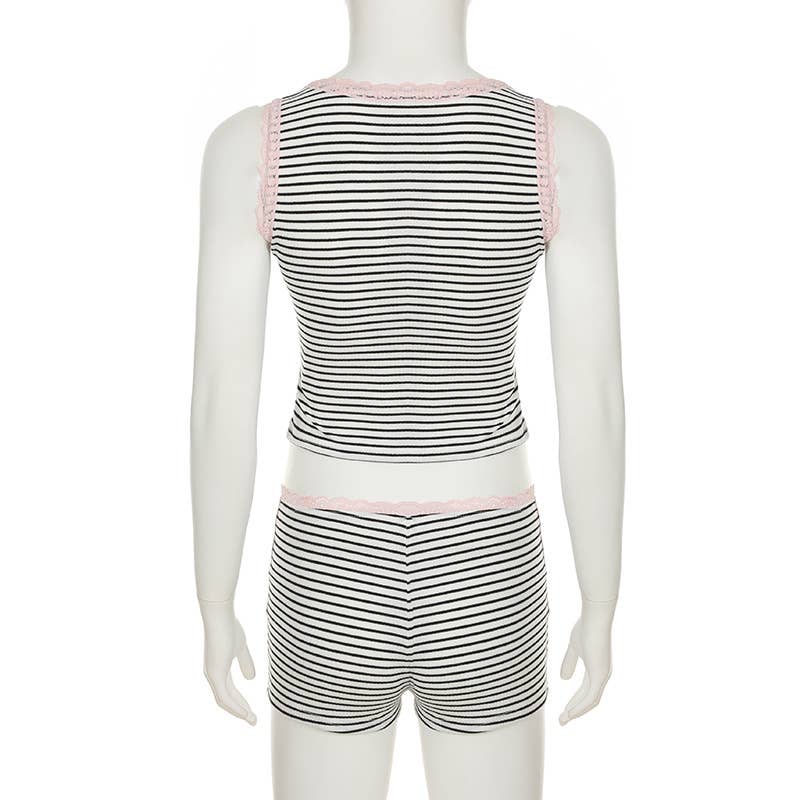 Striped Tank and Shorts Pajama Set