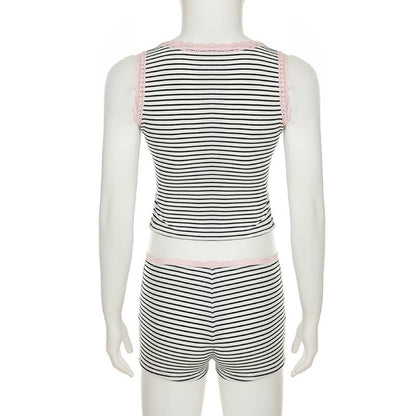 Striped Tank and Shorts Pajama Set