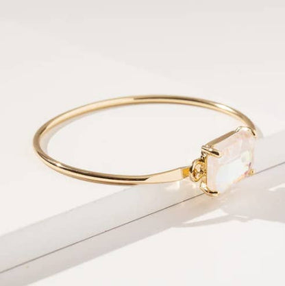 High Quality Glass Crystal Rectangle Stone Cuff Metal Bangle