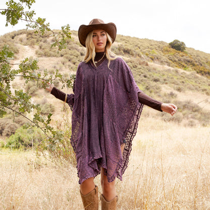 Boho Lace Embroidered V-Neck Asymmetrical Kaftan Top
