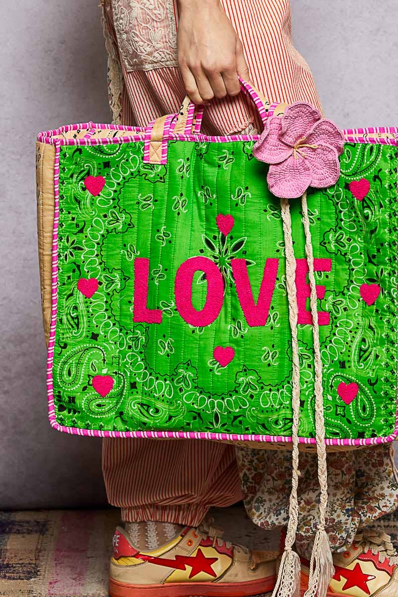 LOVE Bandana Quilted Tote Bag