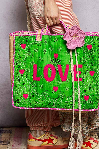LOVE Bandana Quilted Tote Bag