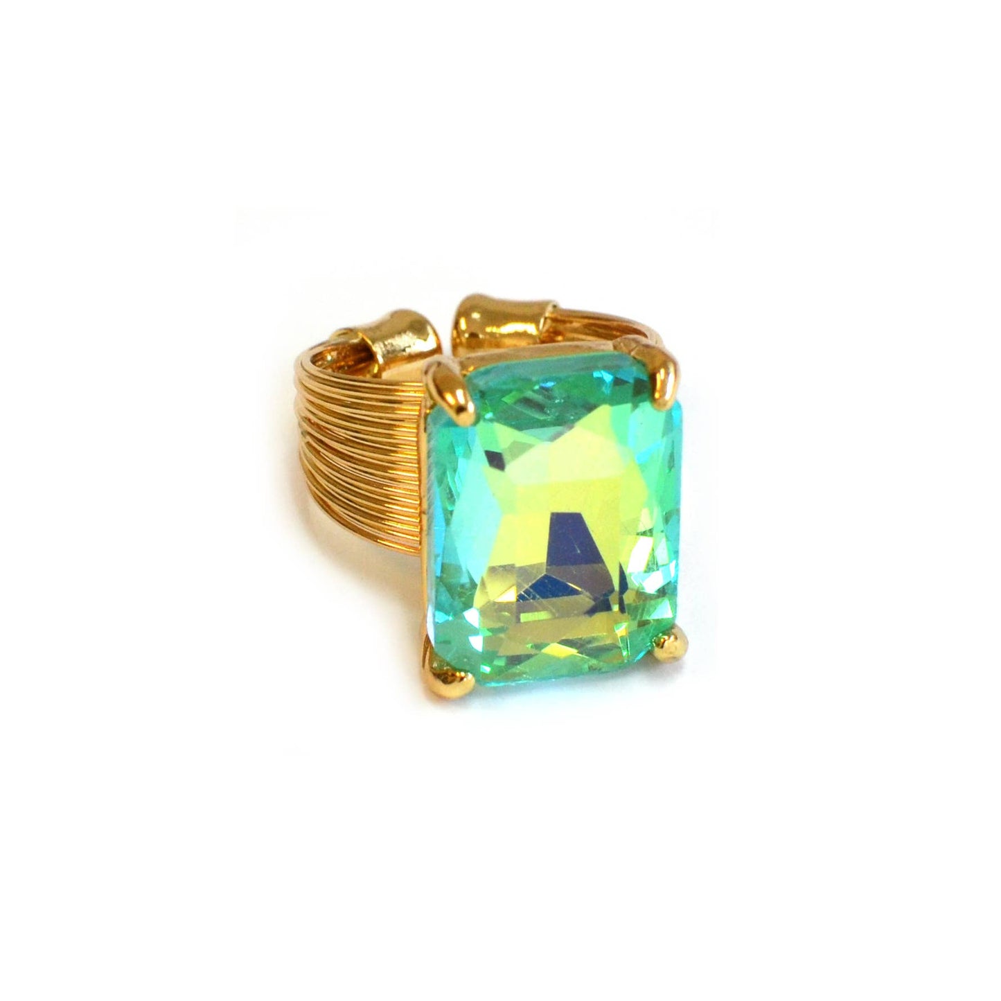 Cushion Cut Cocktail Adjustable Wire Ring