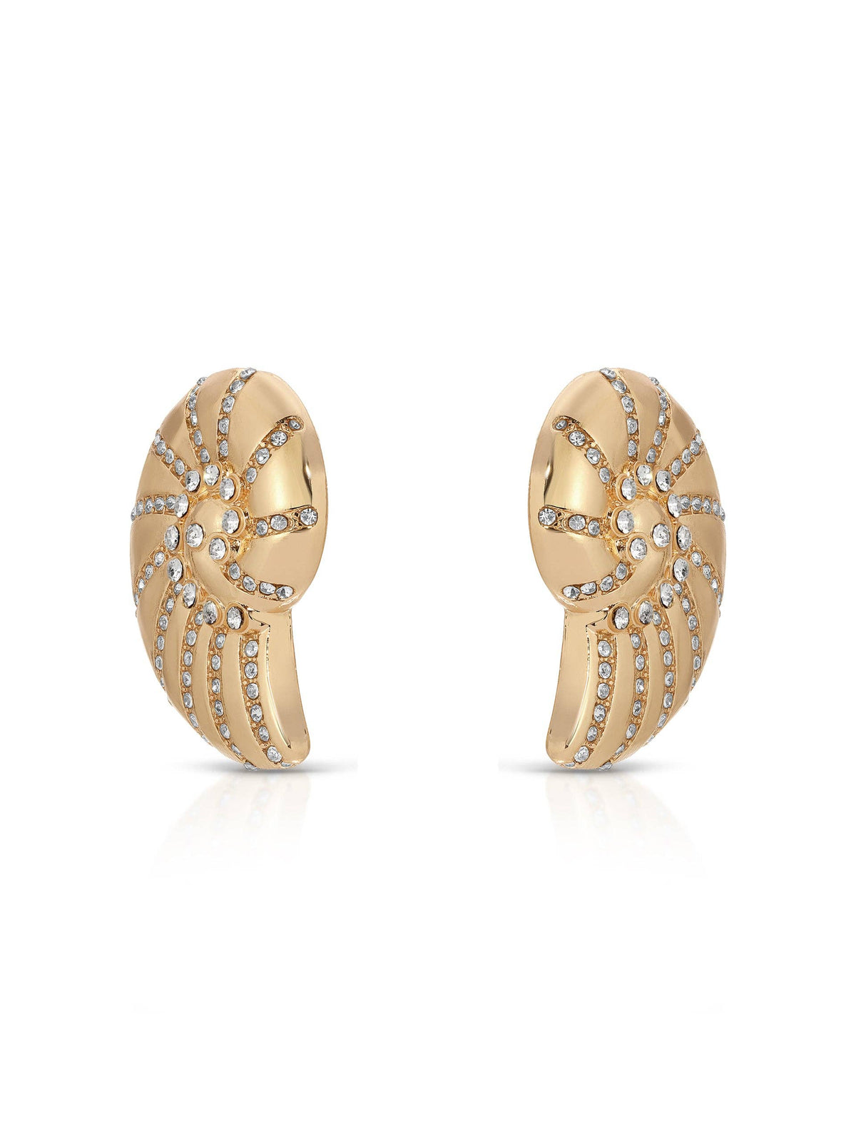 Crystal Studded Nautilus Shell Earrings