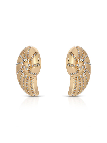 Crystal Studded Nautilus Shell Earrings