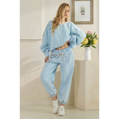 WASHED NUMBER PRINTED JOGGER SWEATPANTS