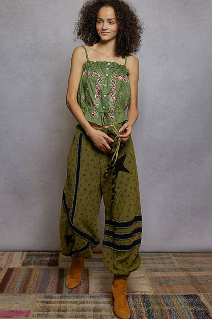 Embroidered Poplin Tank Top