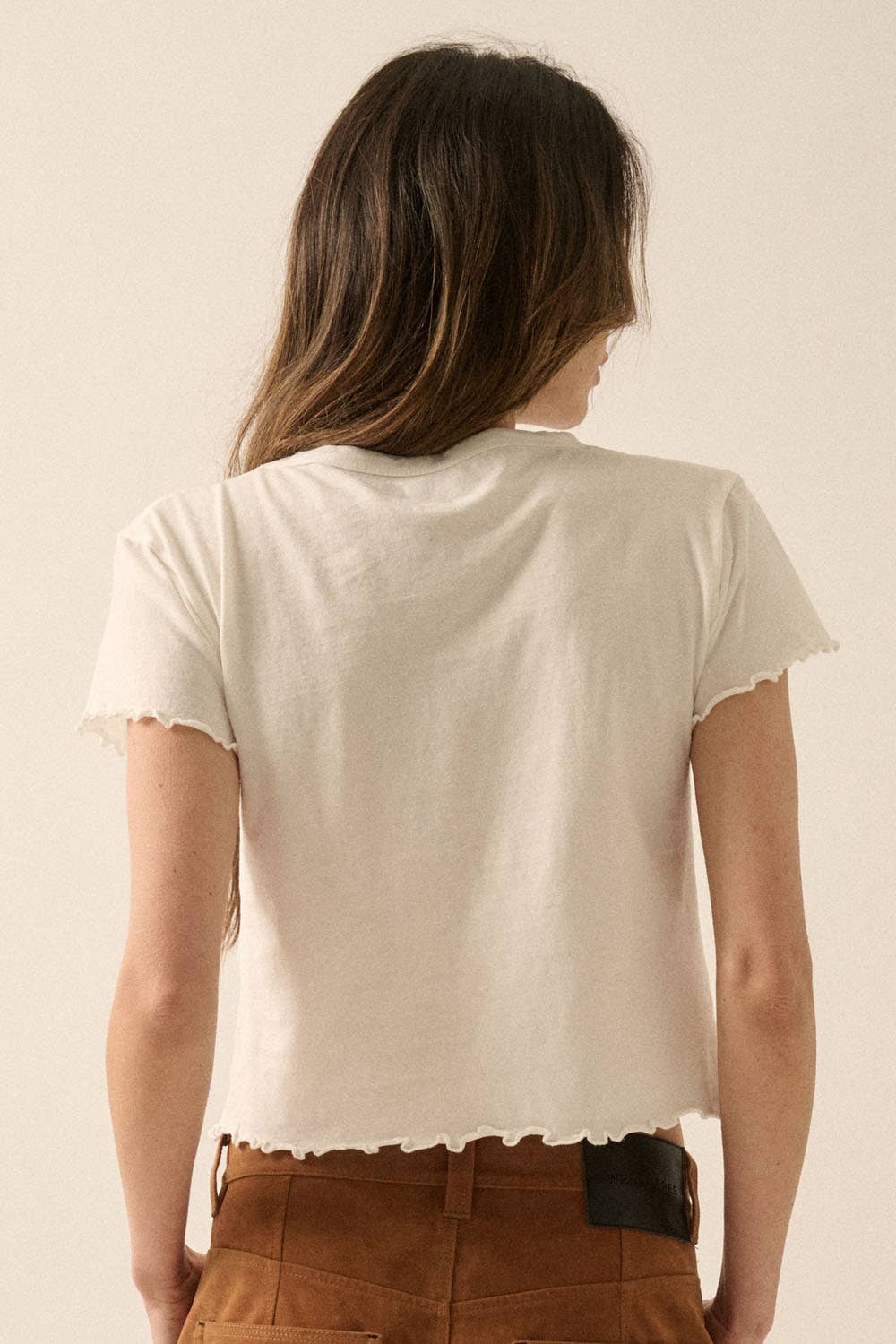 Butterflies Cropped Lettuce-Edge Graphic Baby Tee