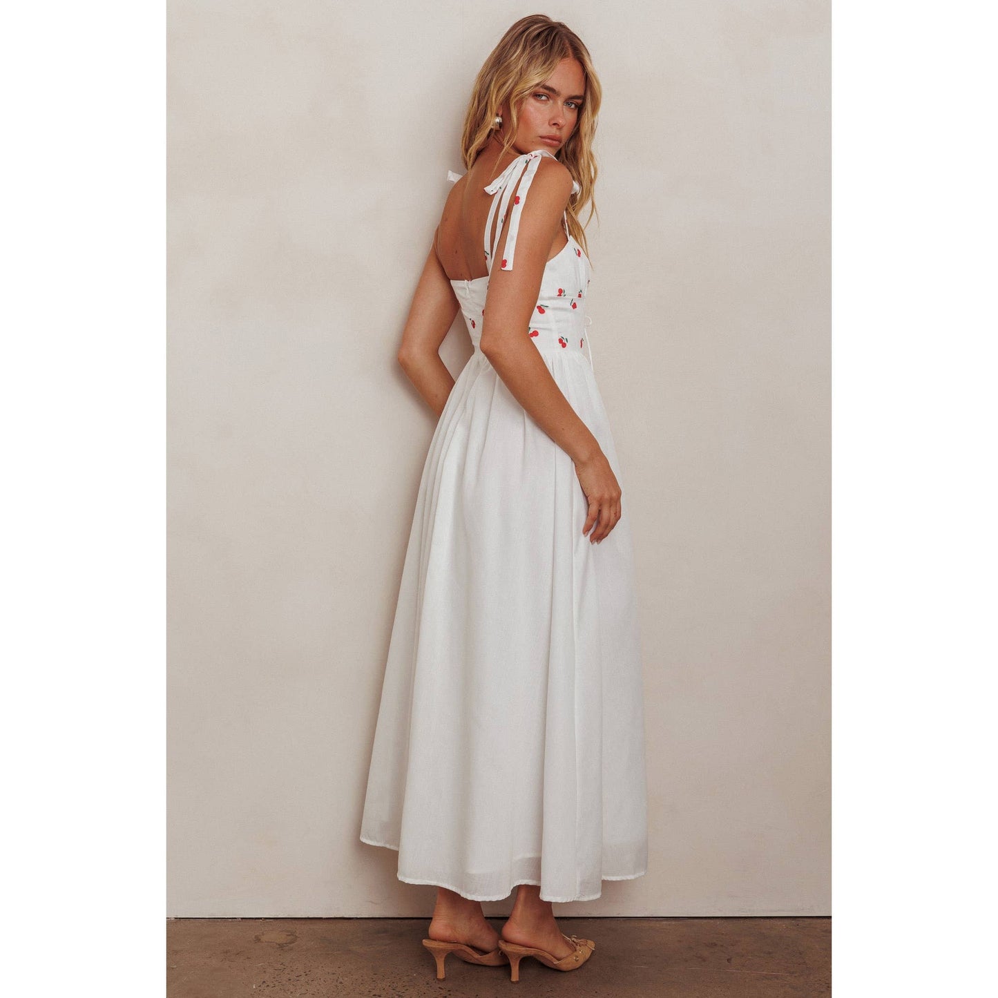 SQUARE NECK CHERRY MAXI DRESS