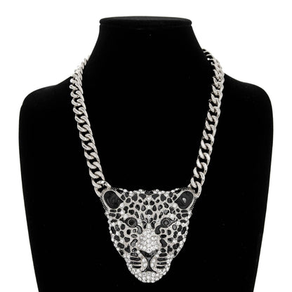 Crystal Pave Cheetah Pendant Chain Necklace