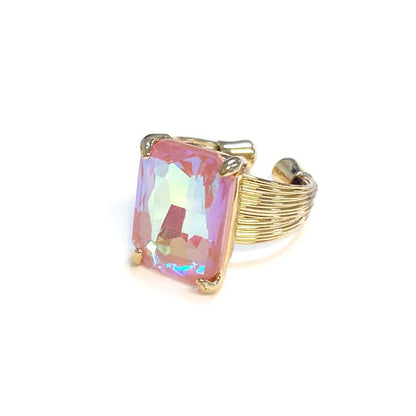Cushion Cut Cocktail Adjustable Wire Ring