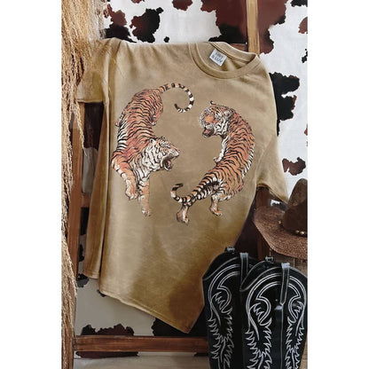 TIGERS PRINT MINERAL GRAPHIC TEE