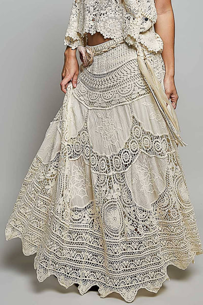 Crochet patterns embroidered maxi skirt