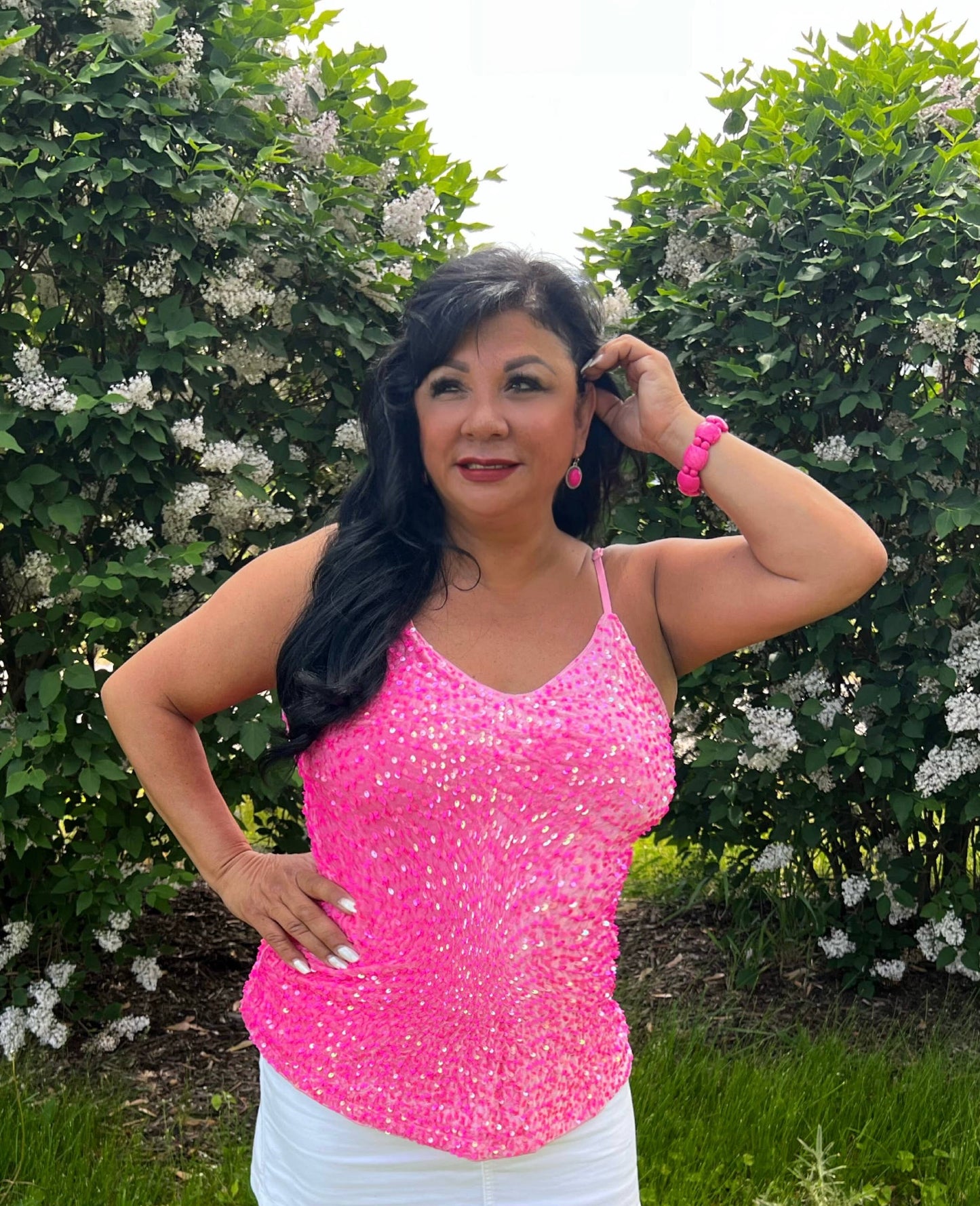Pinky Sequin Tank
