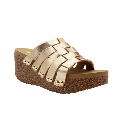 ENOKI Gold Wedge Sandal - Volatile