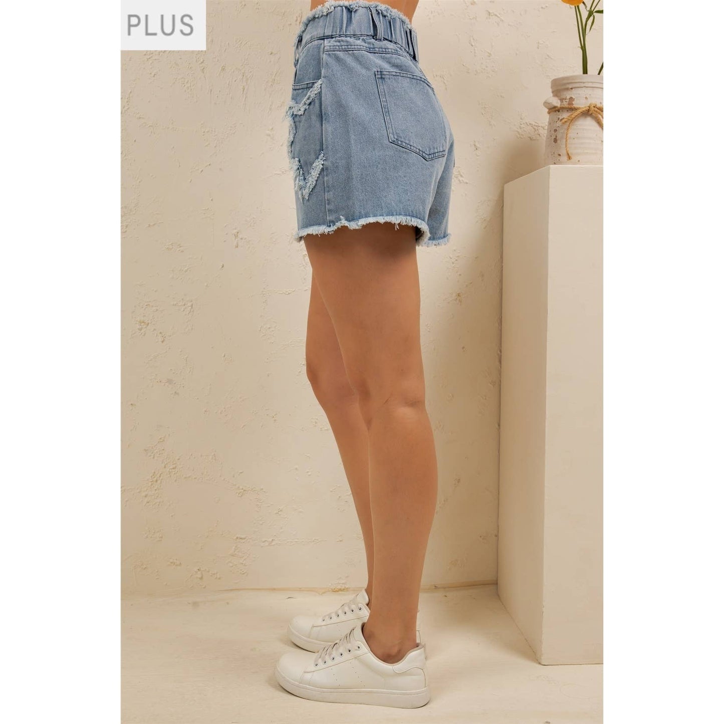 STARSTRUCK DISTRESSED DENIM SHORTS PLUS SIZE