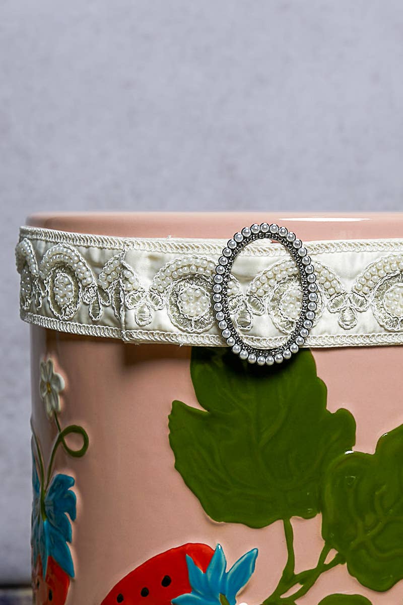 Pearl Beaded Satin Embroidered Belt