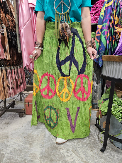 Lime Green Peace Sign Skirt Dress