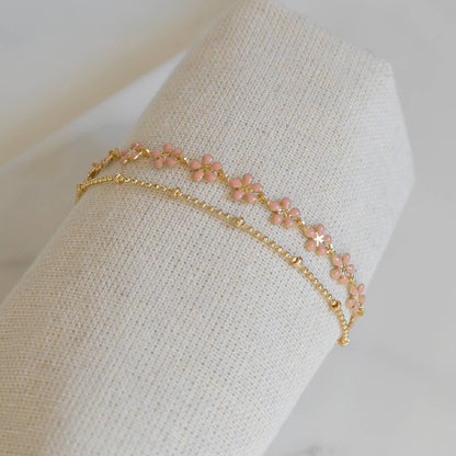 Color Epoxy Enamel Flower Adjustable Chain Bracelets
