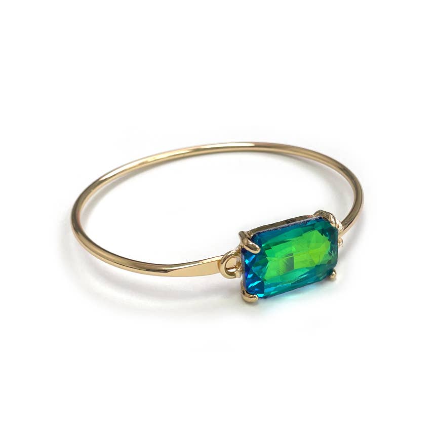 High Quality Glass Crystal Rectangle Stone Cuff Metal Bangle