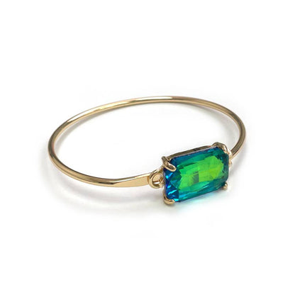 High Quality Glass Crystal Rectangle Stone Cuff Metal Bangle
