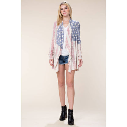 FLAG CARDIGAN WITH RHINESTONES