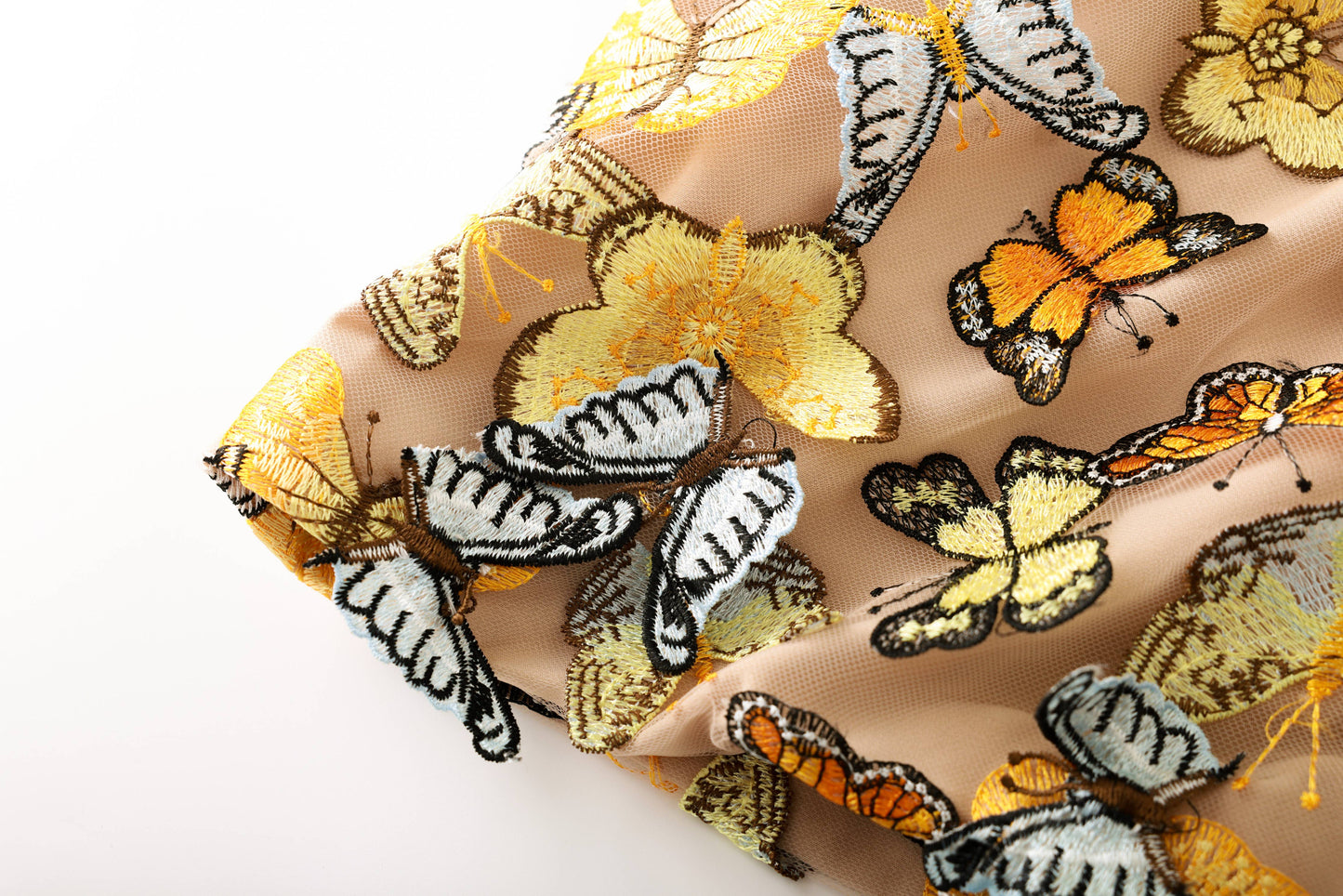 Butterfly Appliqué Strapless Embellished Mini Dress