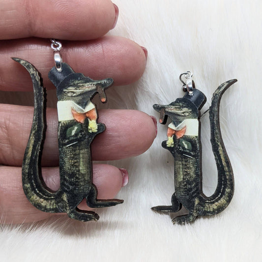 Smoking Gator Earrings - Vintage Alligator Earrings