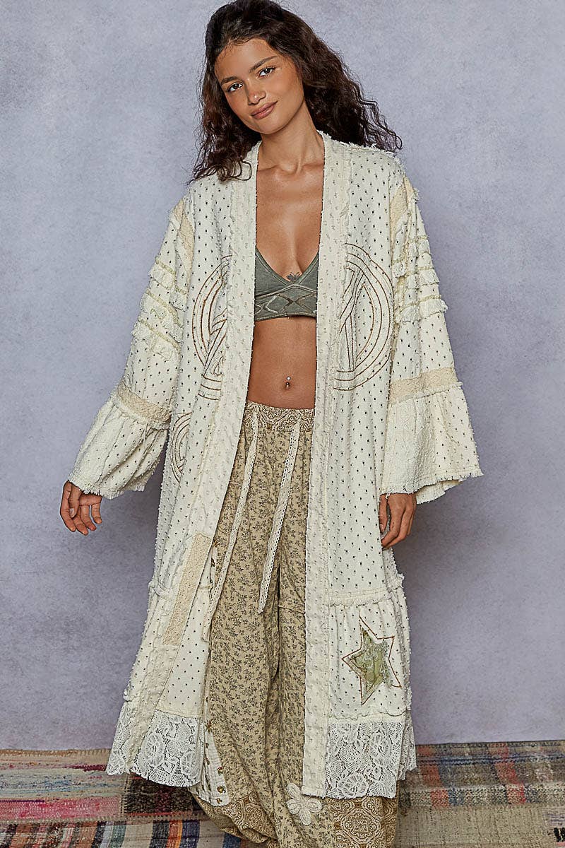 Vintage Peace Sign Long Cardigan/Duster