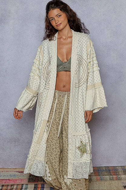 Vintage Peace Sign Long Cardigan/Duster