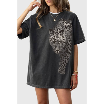LEOPARD OVERSIZED MINERAL GRAPHIC TEE