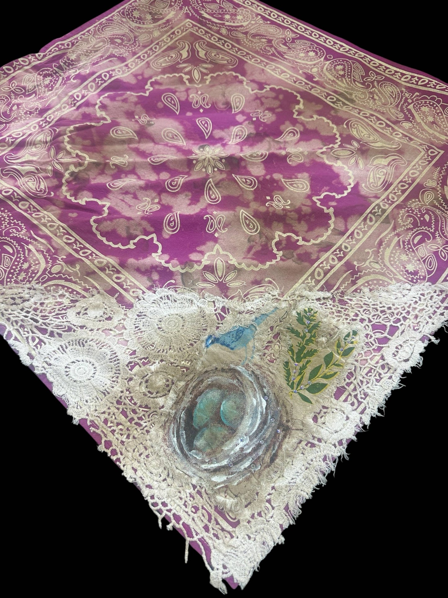 Magenta Hand Painted Nesting Bandana
