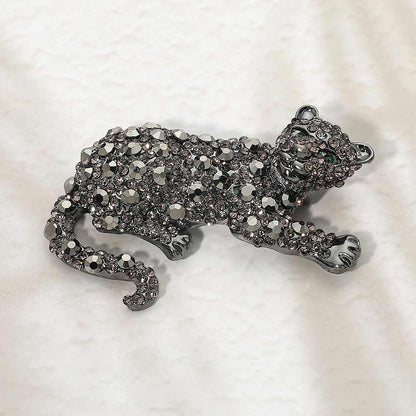 Crystal Rhinestone Leopard Pin Brooch