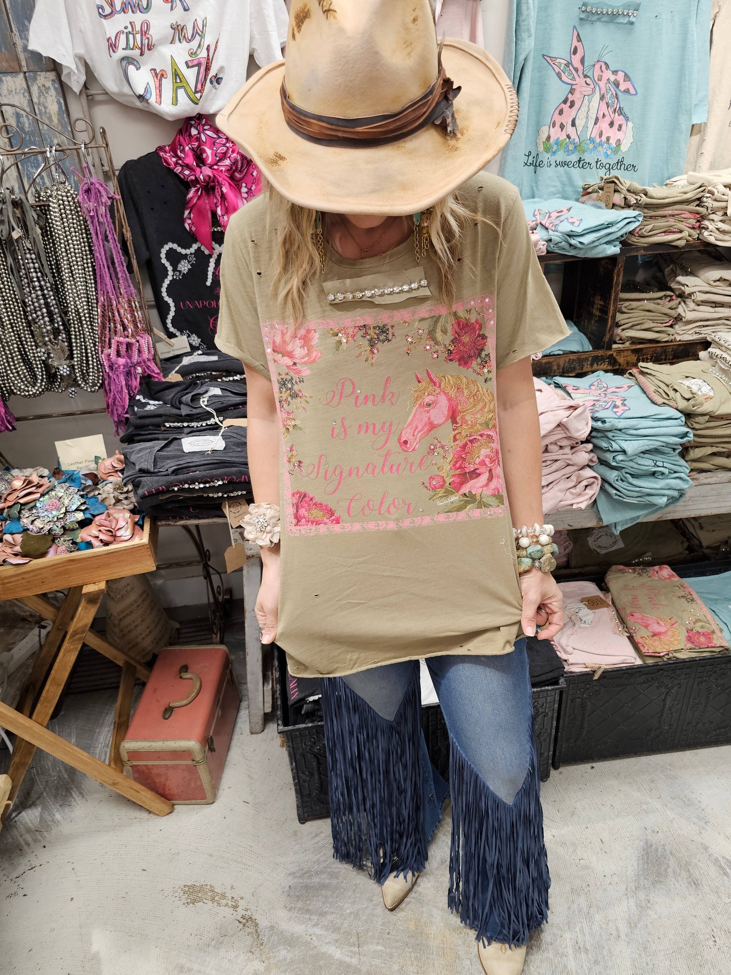 Pink Is My Signature Color Tattered Shirt