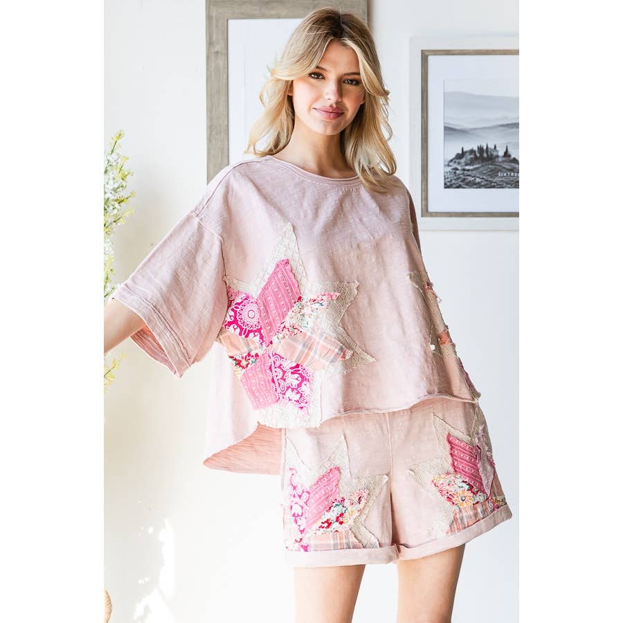 STAR PATCHWORK TOP & SHORT - TWO PIECE SET