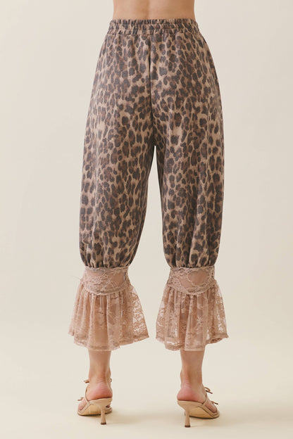 Leopard Print Lace Bloomer Pants