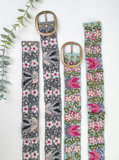 Lilypond Wide Embroidered Belt