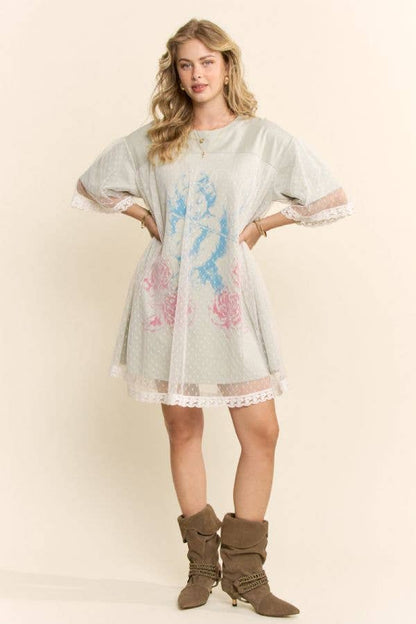 POLKA DOT CHERUB MESH LAYERED DRESS