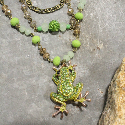 A Lily Pad Frog Layered Necklace