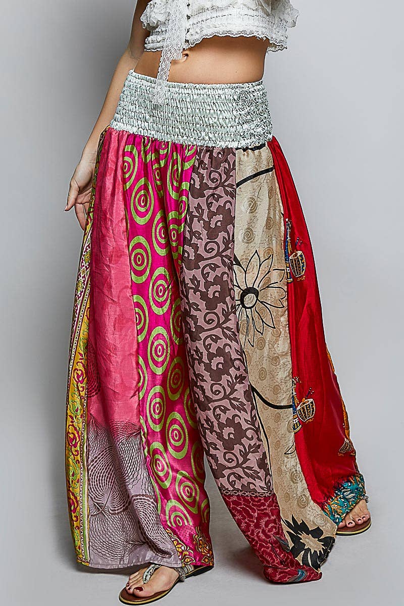 One-of-a-Kind Smocked Waist Printed Wide Leg Pants