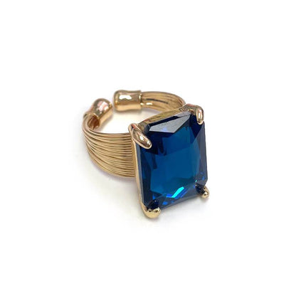 Cushion Cut Cocktail Adjustable Wire Ring