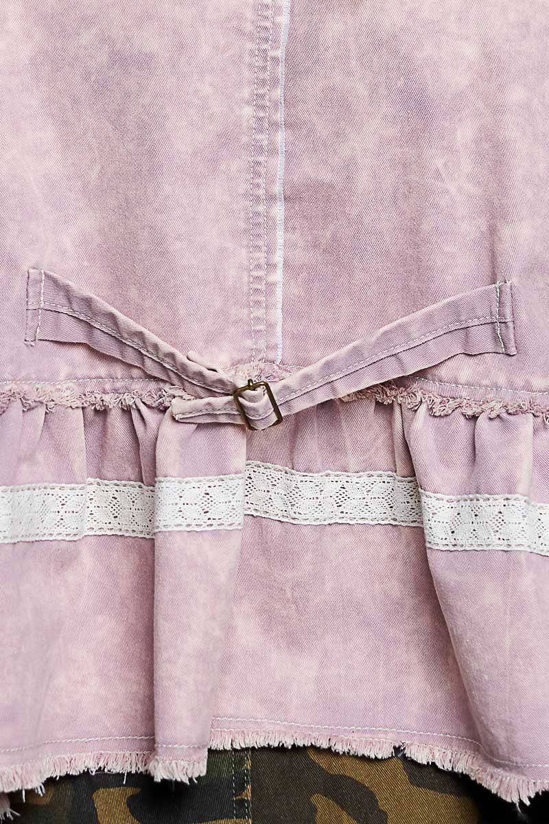 Embroidered Raw Edge Vintage Washing Twill Vest Jacket Top