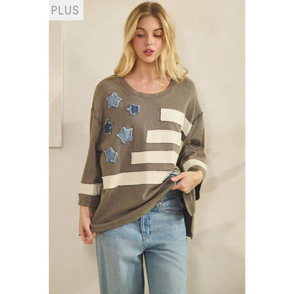 STAR SPANGLED OVERSIZED SWEATSHIRT PLUS SIZE